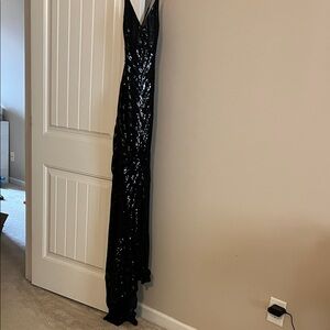 L'ATISTE Black Sequin Maxi Dress